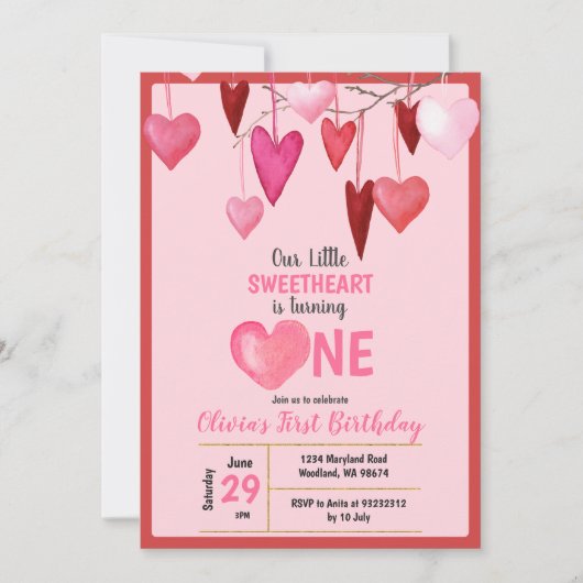 Invitation Pink Notre Petit Amoureux Saint Valentin Anniversa (Devant)