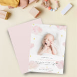 Invitation Pink Nuages Baby Girl Photo Annonces de naissance<br><div class="desc">Aquarelle rose pâle Clouds thème bébé carte faire-part de naissance fille.</div>