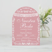 Invitation Pink Nuestra Boda Papel Picado Spanish Wedding (Debout devant)