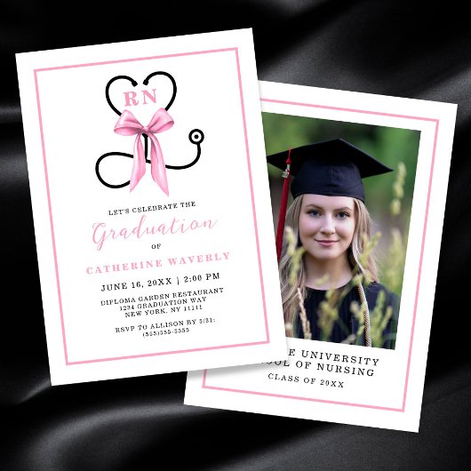 Invitation Pink Nursing School Graduation Party