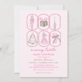 Invitation Pink Nutcracker A Merry Little Baby Shower (Devant)