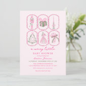 Invitation Pink Nutcracker A Merry Little Baby Shower (Debout devant)