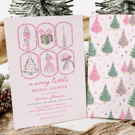 Invitation Pink Nutcracker A Merry Little Bridal Shower