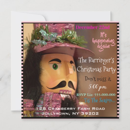 Invitation Pink Nutcracker Chic Noël Party (Devant)