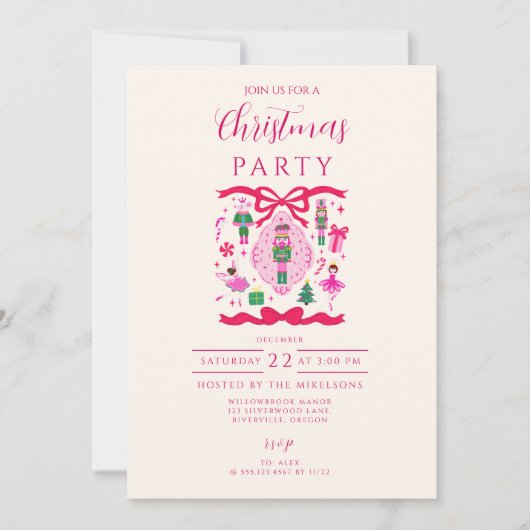 Invitation Pink Nutcracker Christmas (Devant)