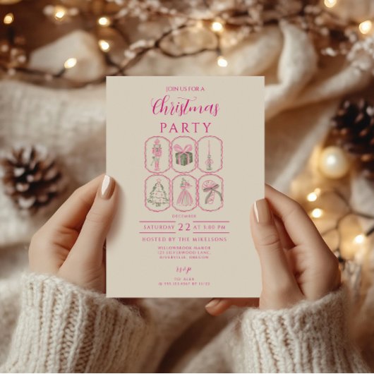 Invitation Pink Nutcracker Coquette Christmas