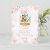 Invitation Pink Nutcracker Snowflake Winter Baby Shower (Debout devant)