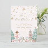 Invitation Pink Nutcracker Winter Onederland Birthday Invite (Debout devant)