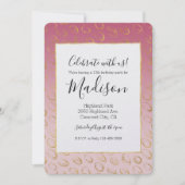 Invitation Pink Ombre Gold Chic Cercles Anniversaire (Devant)