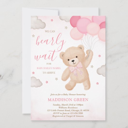 Invitation Pink, on peut attendre Baby shower (Devant)