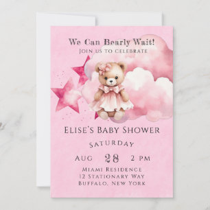 Invitation Pink on peut attendre le Baby shower fille