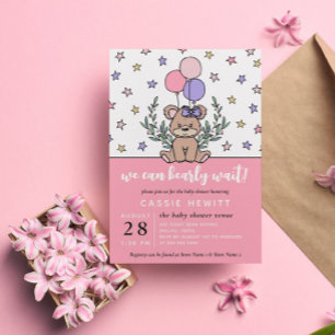 Invitation Pink On peut attendre l'invitation Baby shower fil