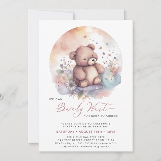 Invitation Pink On Peut Attendre Plus Tard Baby shower Fille  (Devant)