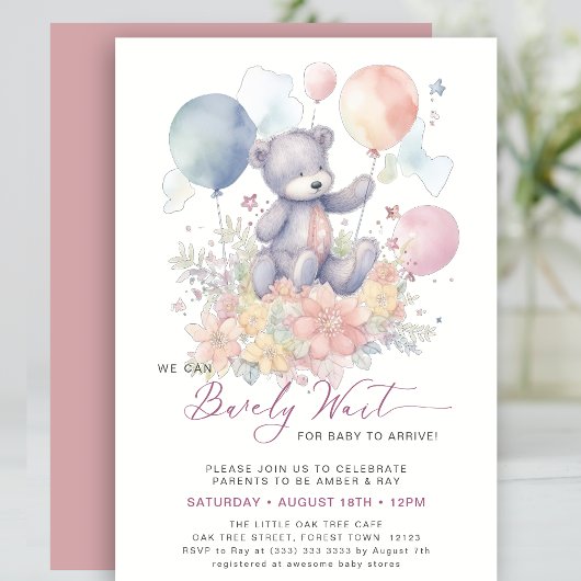 Invitation Pink On Peut Attendre Plus Tard Baby shower Fille 