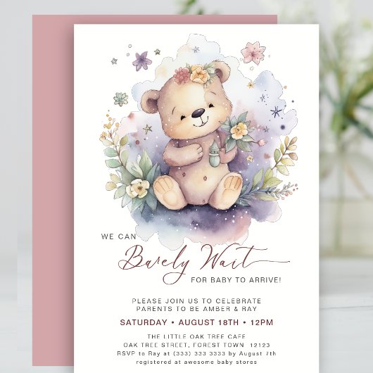 Invitation Pink On Peut Attendre Plus Tard Baby shower Fille