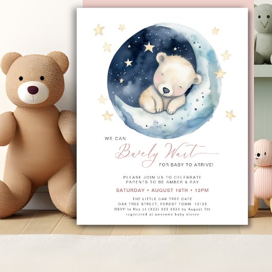 Invitation Pink On Peut Attendre Plus Tard Baby shower Fille