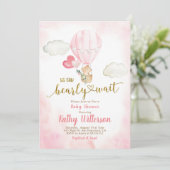 Invitation Pink On peut Bearly Wait Baby shower (Debout devant)