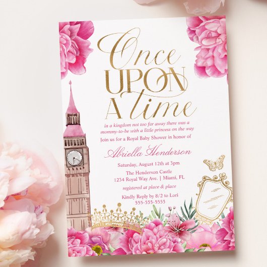 Invitation Pink Once upon a Time Princess Baby shower