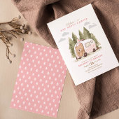 Invitation Pink One Happy Camper Premier anniversaire