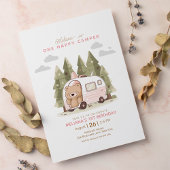 Invitation Pink One Happy Camper Premier anniversaire