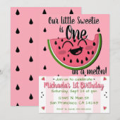 Invitation Pink One in a Melon Watermelon Girl Premier annive (Devant / Derrière)