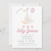 Invitation Pink One Silly Goose Girl 1er anniversaire (Devant)