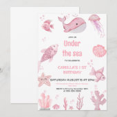 Invitation Pink Oneder Sea Anniversaire (Devant / Derrière)