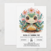 Invitation Pink Online Turtle Girl Anniversaire (Devant / Derrière)