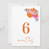 Invitation Pink Orange 6 Mois Baby Monthly Milestone Card (Devant)