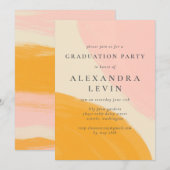 Invitation Pink Orange Abstraite Watercolor Party (Devant / Derrière)