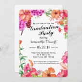 Invitation Pink Orange Aquarelle Jardin Fête de Graduation (Devant / Derrière)