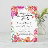 Invitation Pink Orange Aquarelle Jardin Fête de Graduation (Debout devant)