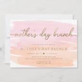 Invitation Pink Orange Aquarelle Mère's Day Brunch (Devant)