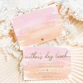 Invitation Pink Orange Aquarelle Or Mère's Day Déjeuner