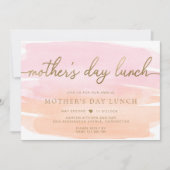 Invitation Pink Orange Aquarelle Or Mère's Day Déjeuner (Devant)
