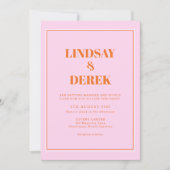 Invitation Pink Orange Bold Font Modern Wedding (Devant)
