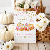 Invitation Pink Orange Citrouille Patch Parties scintillant o