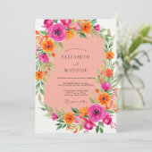 Invitation Pink Orange Energetic Summer Wedding (Debout devant)