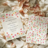 Invitation Pink Orange Floral Formal Wedding