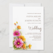 Invitation Pink Orange Floral Wedding (Devant)