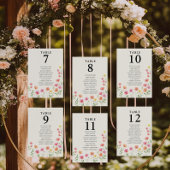 Invitation Pink Orange Flower Table Number Seating Chart Card