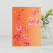 Invitation Pink, Orange Flowers & Butterflies 21e anniversair (Debout devant)