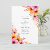 Invitation Pink Orange Luminous Summer Wedding (Debout devant)