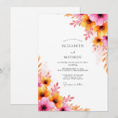 Invitation Pink Orange Luminous Summer Wedding (Devant / Derrière)