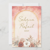 Invitation Pink Orange Pastel Watercolor Outdoor Wedding  (Dos)