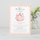 Invitation Pink Orange Petit Citrouille Baby Girl Douche (Debout devant)