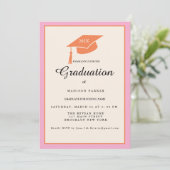 Invitation Pink Orange Photo Graduation Party (Debout devant)