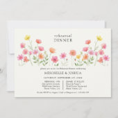 Invitation Pink Orange Pretty Floral Rehearsal Dinner (Devant)