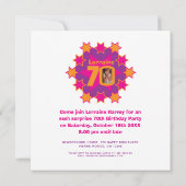 Invitation Pink orange star photo 70 fête d'anniversaire surp (Dos)