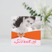 Invitation Pink & Orange Sweet sixteen Photo Anniversaire (Debout devant)